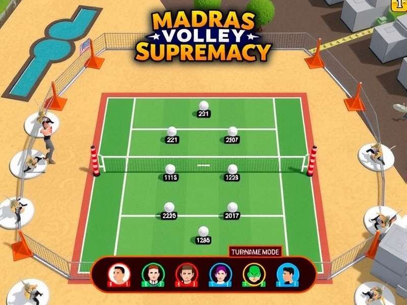 Madras Volley Supremacy gameplay screenshot showing volleyball action